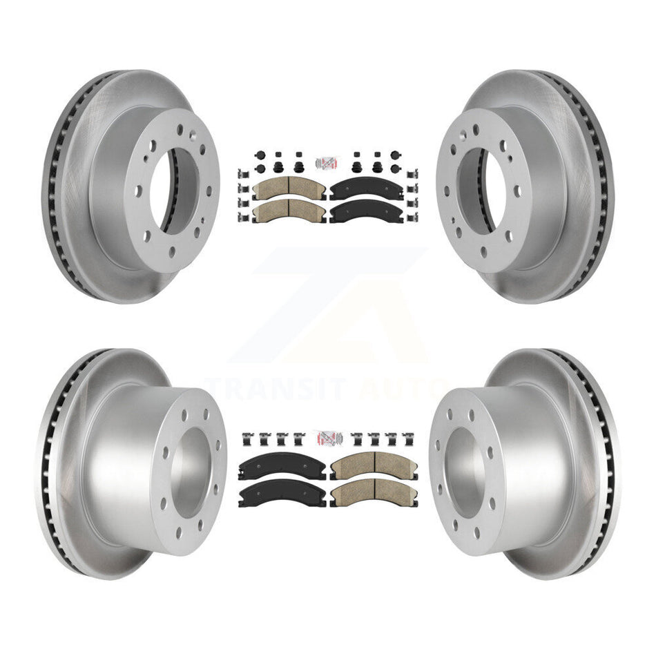 Front Rear Ceramic Pad Coated Brake Rotors Kit For GMC Sierra 3500 HD Chevrolet Silverado KGA-105011