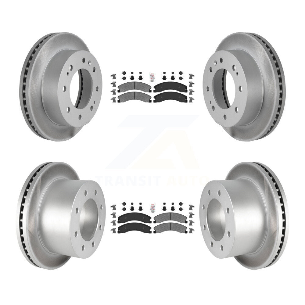 Front Rear Semi-Metallic Pad Coated Disc Brake Rotor Kit For GMC Sierra 3500 HD Chevrolet KGA-105013