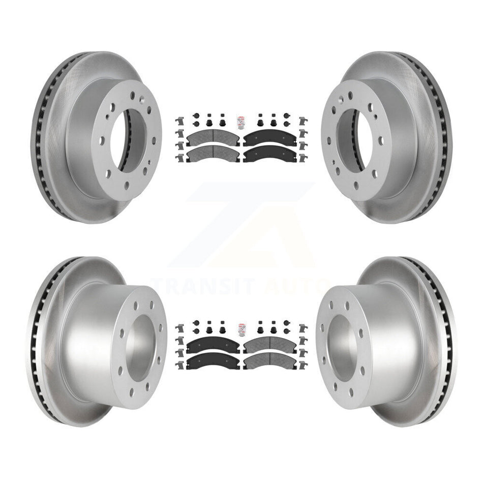 Front Rear Semi-Metallic Pad Coated Disc Brake Rotor Kit For GMC Sierra 3500 HD Chevrolet KGA-105013