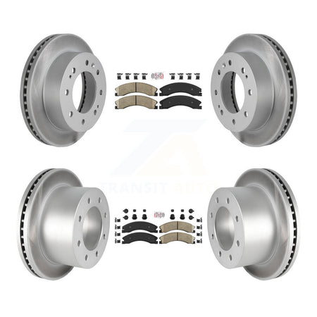 Front Rear Ceramic Pad Coated Brake Rotors Kit For GMC Sierra 3500 HD Chevrolet Silverado KGA-105015
