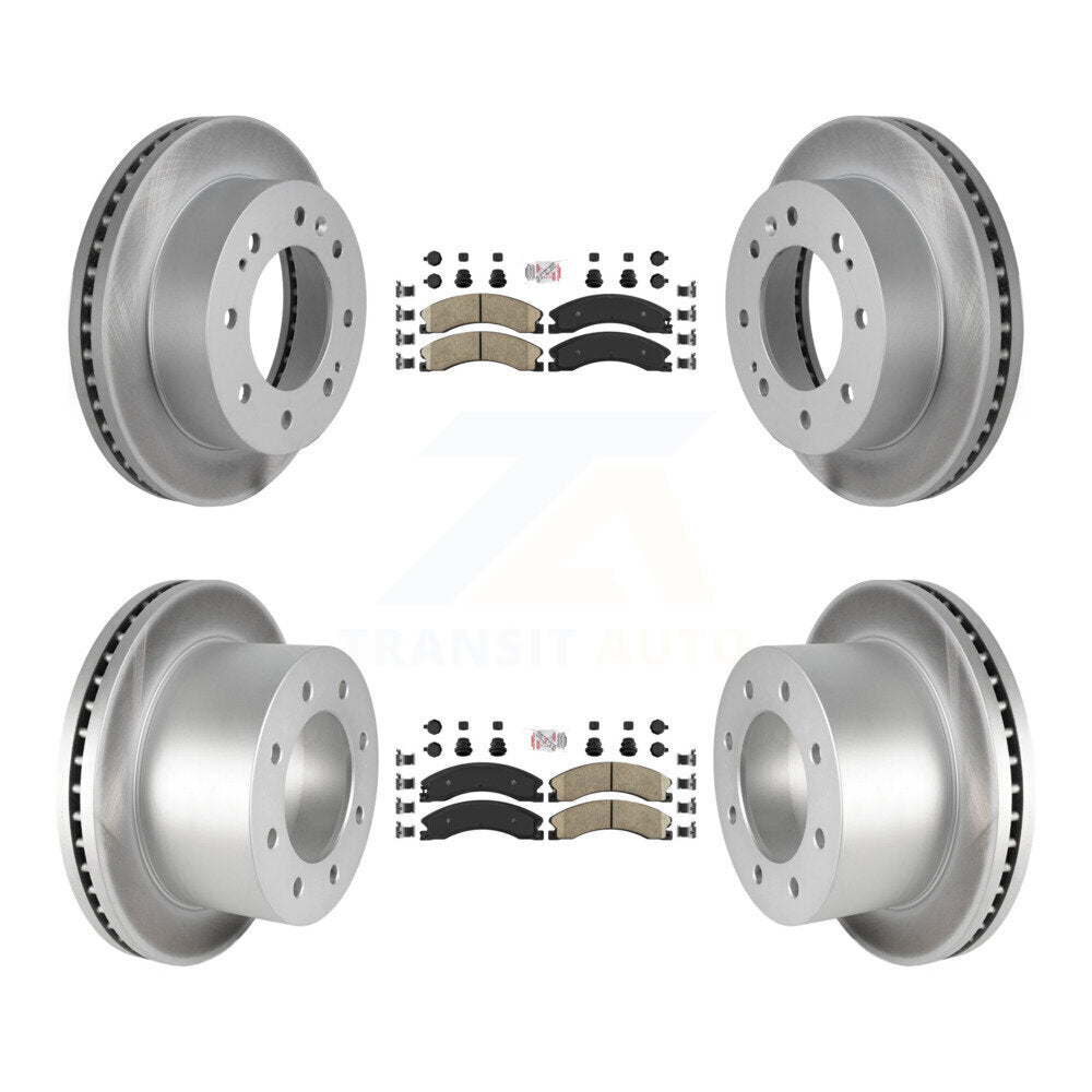 Front Rear Ceramic Pad Coated Brake Rotors Kit For GMC Sierra 3500 HD Chevrolet Silverado KGA-105017