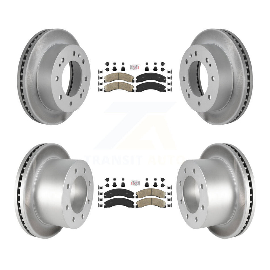 Front Rear Ceramic Pad Coated Brake Rotors Kit For GMC Sierra 3500 HD Chevrolet Silverado KGA-105017
