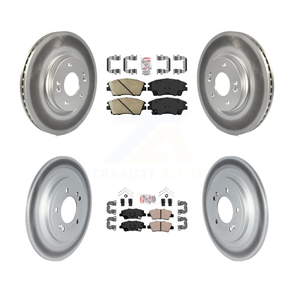 Front Rear Ceramic Pads And Coated Disc Brake Rotors Kit For Kia Sportage Hyundai Tucson KGA-105026