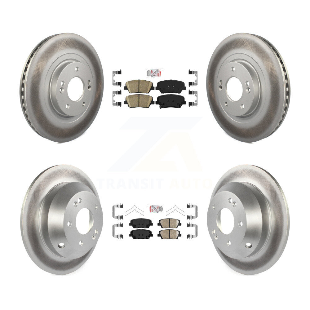 Front Rear Ceramic Pad & Coated Brake Rotor Kit For Kia Sorento With Red Painted Calipers KGA-105029