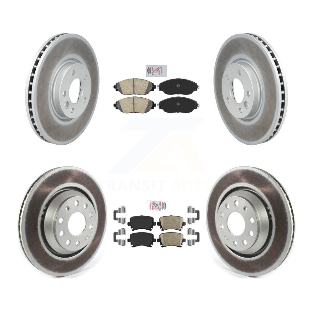 Front Rear Ceramic Pads And Coated Disc Brake Rotors Kit For Volkswagen CC AWD KGA-105041