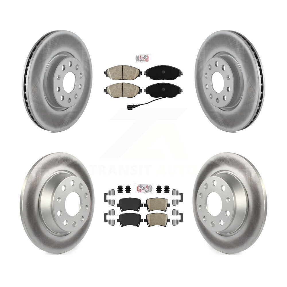Front Rear Ceramic Pads And Coated Disc Brake Rotors Kit For 2017 Volkswagen CC 4 Motion KGA-105042