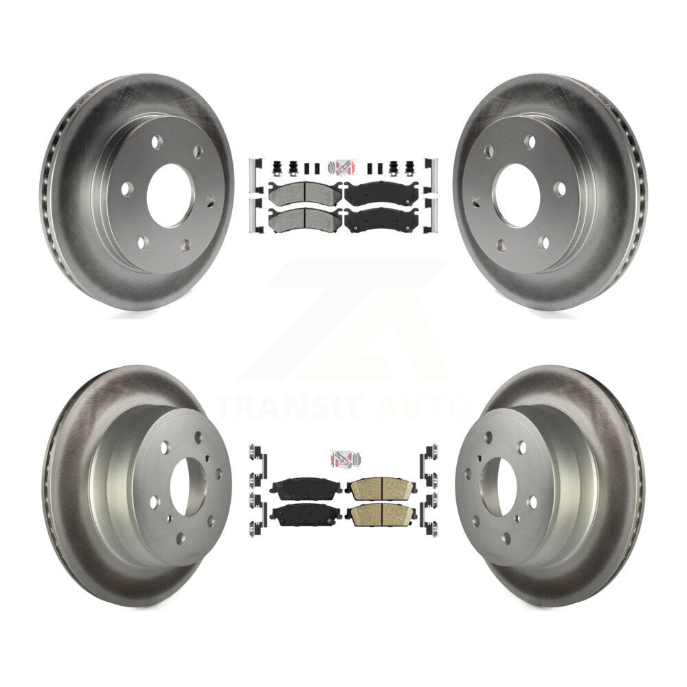 Front Semi-Metallic Rear Ceramic Pad Coated Brake Rotors Kit For Chevrolet Silverado 1500 KGA-105058