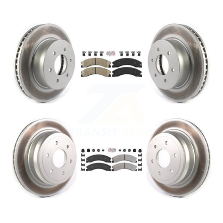 Front Ceramic Rear Semi-Metallic Pad Coated Brake Rotor Kit For 2016-2024 Nissan TITAN XD KGA-105071