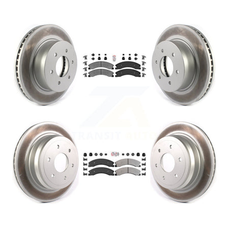 Front Rear Semi-Metallic Pad & Coated Disc Brake Rotors Kit For 2016-2024 Nissan TITAN XD KGA-105072