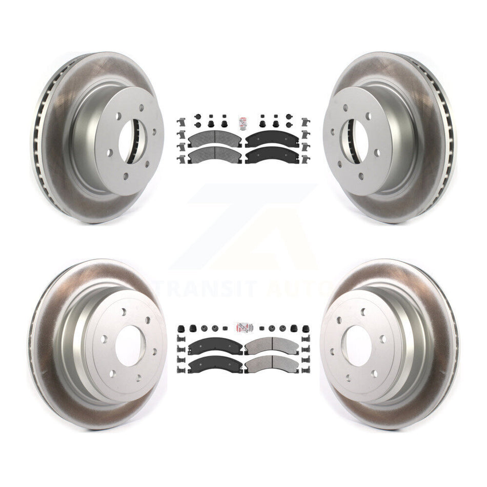 Front Rear Semi-Metallic Pad & Coated Disc Brake Rotors Kit For 2016-2024 Nissan TITAN XD KGA-105072