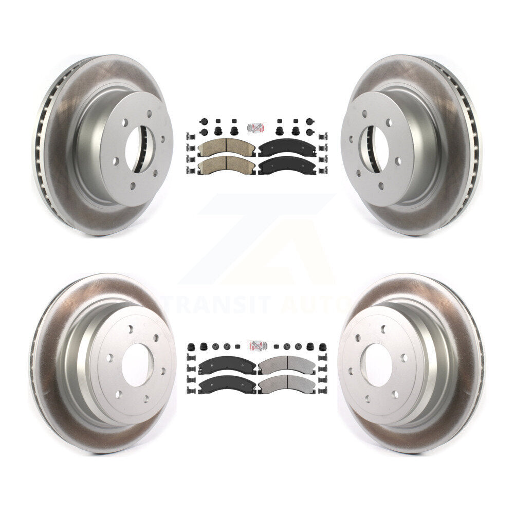Front Ceramic Rear Semi-Metallic Pad Coated Brake Rotor Kit For 2016-2024 Nissan TITAN XD KGA-105073