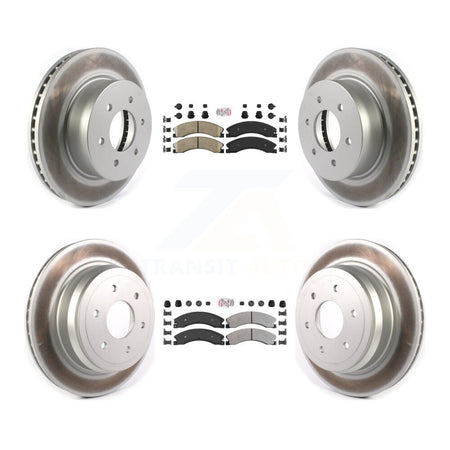 Front Ceramic Rear Semi-Metallic Pad Coated Brake Rotor Kit For 2016-2024 Nissan TITAN XD KGA-105073