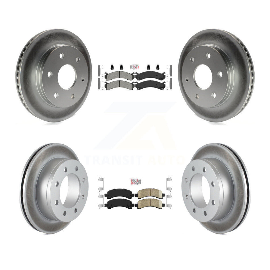 Front Semi-Metallic Rear Ceramic Pad And Coated Disc Brake Rotors Kit For GMC Savana 2500 KGA-105074