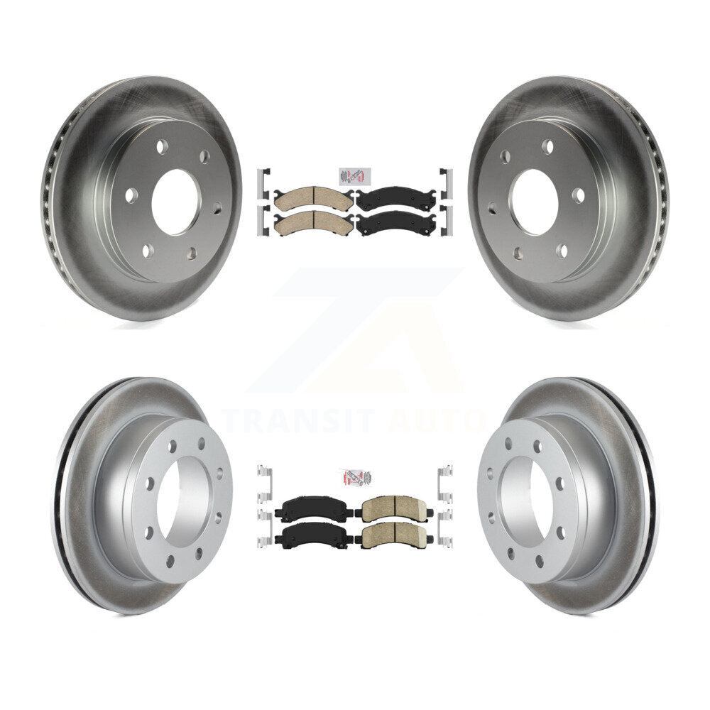 Front Rear Ceramic Pad & Coated Brake Rotor Kit For 2006 GMC Savana 2500 With 7300 Lb GVW KGA-105075