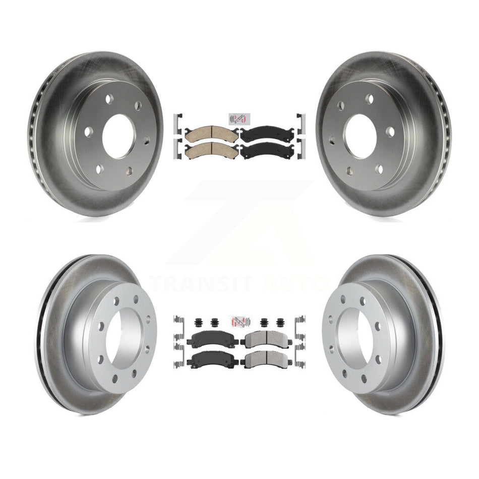 Front Ceramic Rear Semi-Metallic Pad And Coated Disc Brake Rotors Kit For GMC Savana 2500 KGA-105079