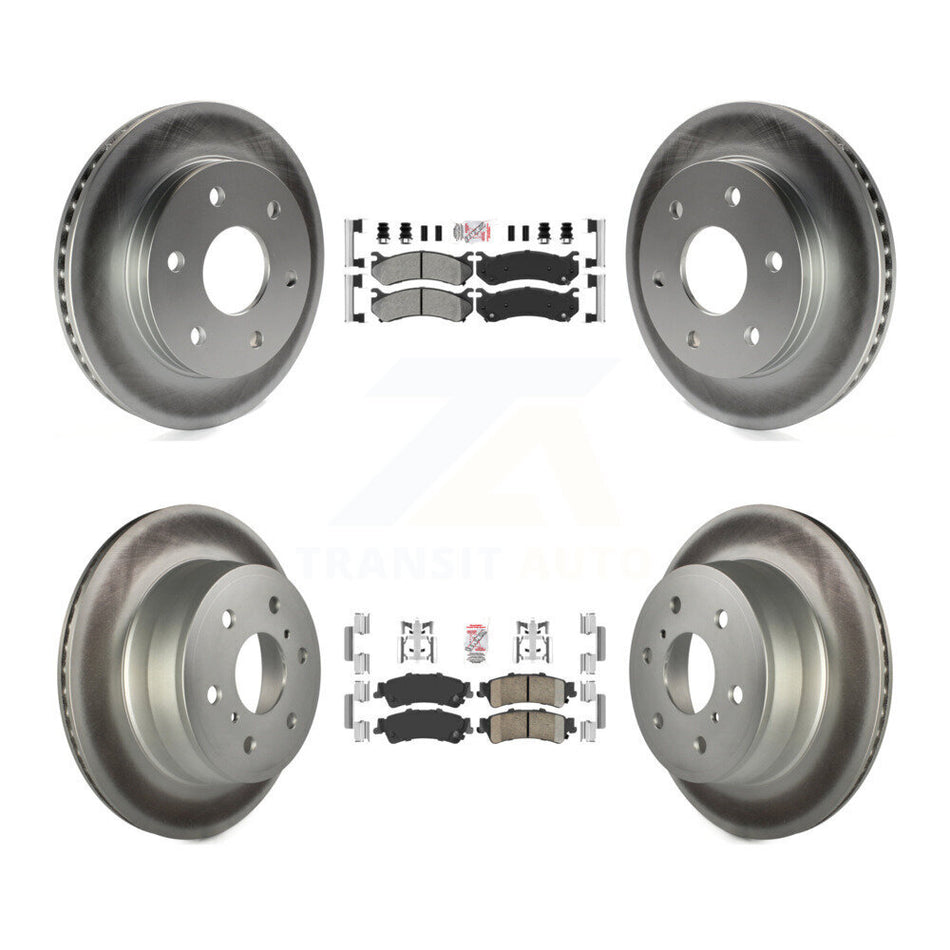 Front Semi-Metallic Rear Ceramic Pad & Coated Brake Rotor Kit For GMC Sierra 1500 Classic KGA-105084