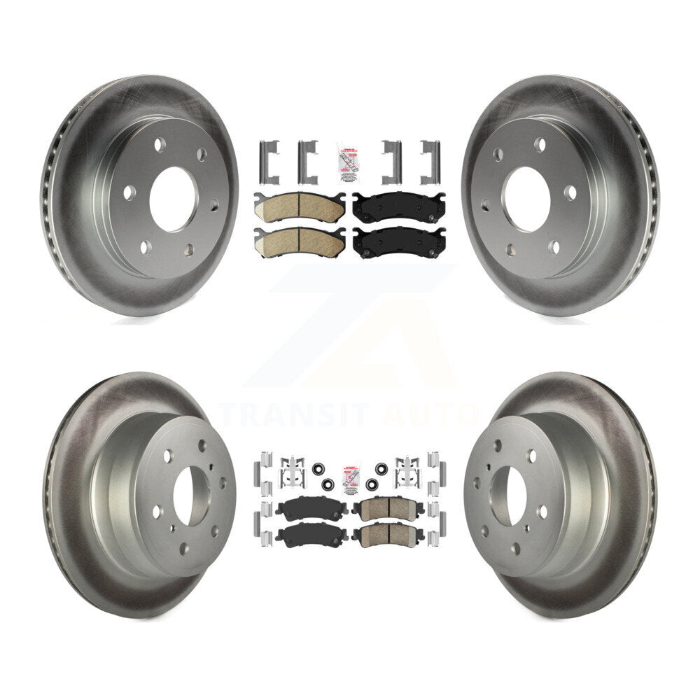 Front Rear Ceramic Pads And Coated Disc Brake Rotors Kit For GMC Sierra 1500 Classic KGA-105085