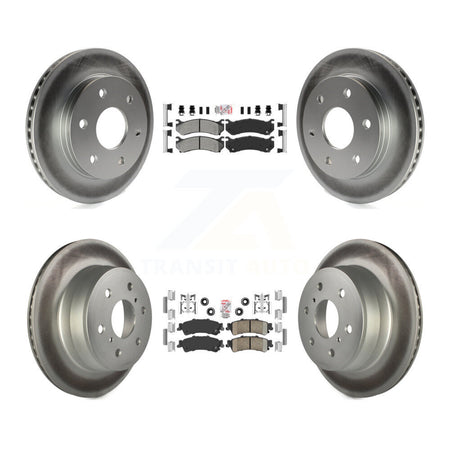 Front Semi-Metallic Rear Ceramic Pad & Coated Brake Rotor Kit For GMC Sierra 1500 Classic KGA-105086