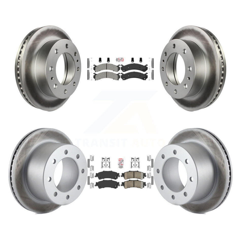 Front Semi-Metallic Rear Ceramic Pad Coated Disc Brake Rotor Kit For 2001 GMC Sierra 3500 KGA-105087