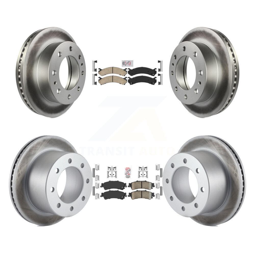 Front Rear Ceramic Pads And Coated Disc Brake Rotors Kit For 2001 GMC Sierra 3500 KGA-105088
