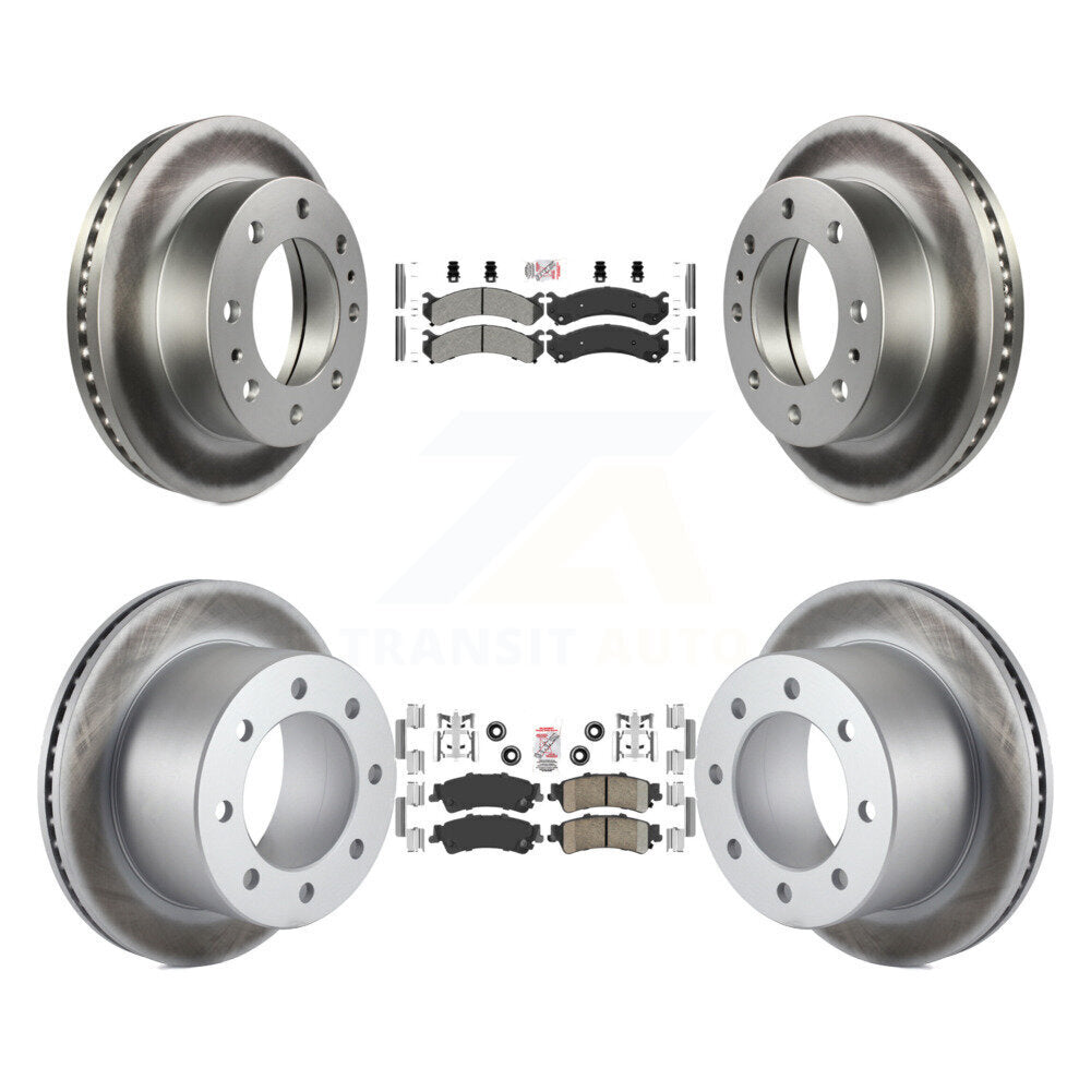 Front Semi-Metallic Rear Ceramic Pad Coated Disc Brake Rotor Kit For 2001 GMC Sierra 3500 KGA-105089