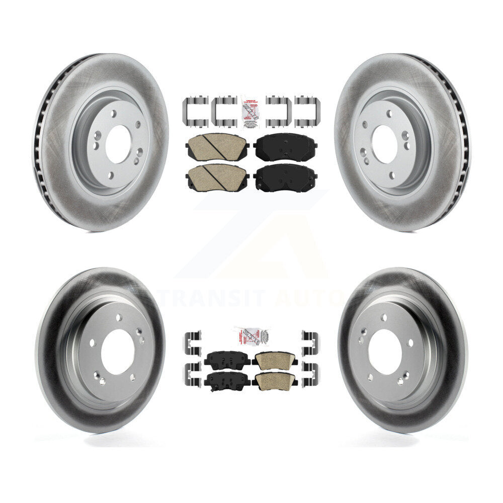 Front Rear Ceramic Pads And Coated Disc Brake Rotors Kit For Hyundai Sonata Kia Cadenza KGA-105098