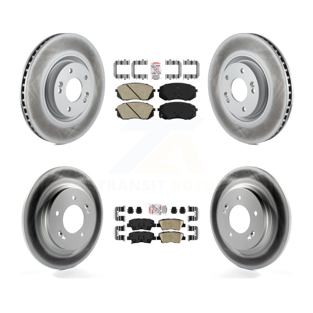 Front Rear Ceramic Pads And Coated Disc Brake Rotors Kit For Hyundai Sonata Kia Cadenza KGA-105101