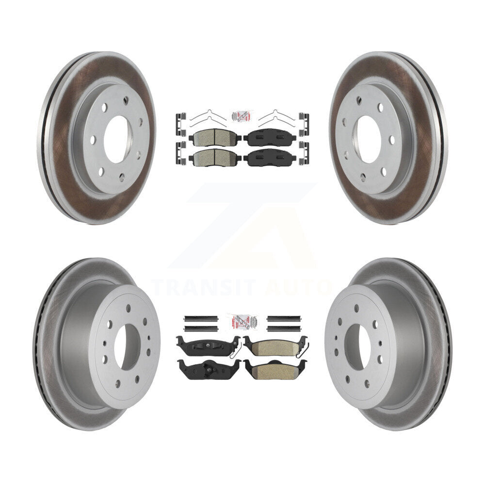 Front Rear Semi-Metallic Pad Coat Disc Brake Rotor Kit For Ford F-150 Lincoln Mark LT 4WD KGA-105153