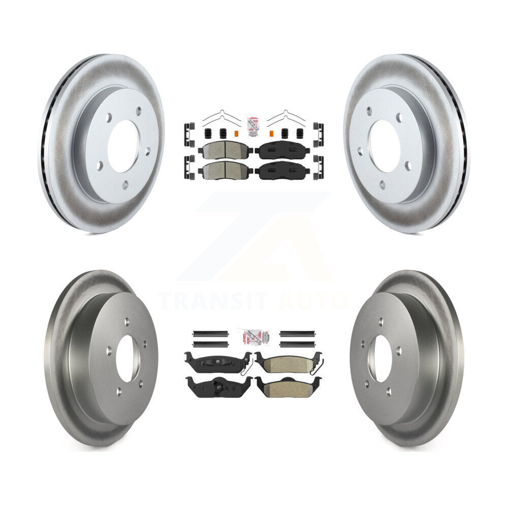 Front Rear Semi-Metallic Pads And Coated Disc Brake Rotors Kit For 2004 Ford F-150 4WD KGA-105154