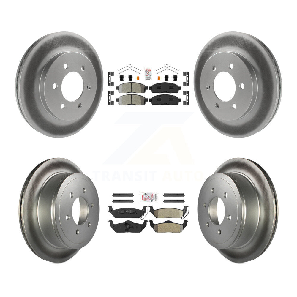 Front Rear Semi-Metallic Pad Coat Disc Brake Rotor Kit For Ford F-150 Lincoln Mark LT 4WD KGA-105156
