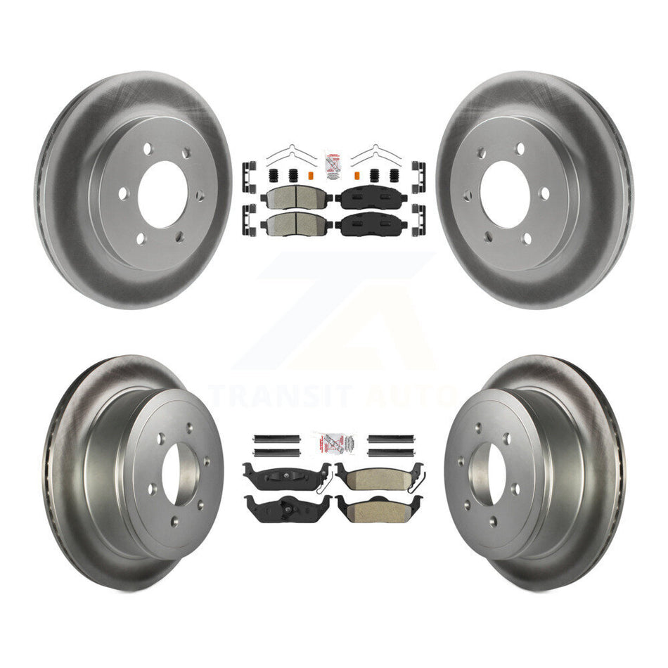 Front Rear Semi-Metallic Pad Coat Disc Brake Rotor Kit For Ford F-150 Lincoln Mark LT 4WD KGA-105156