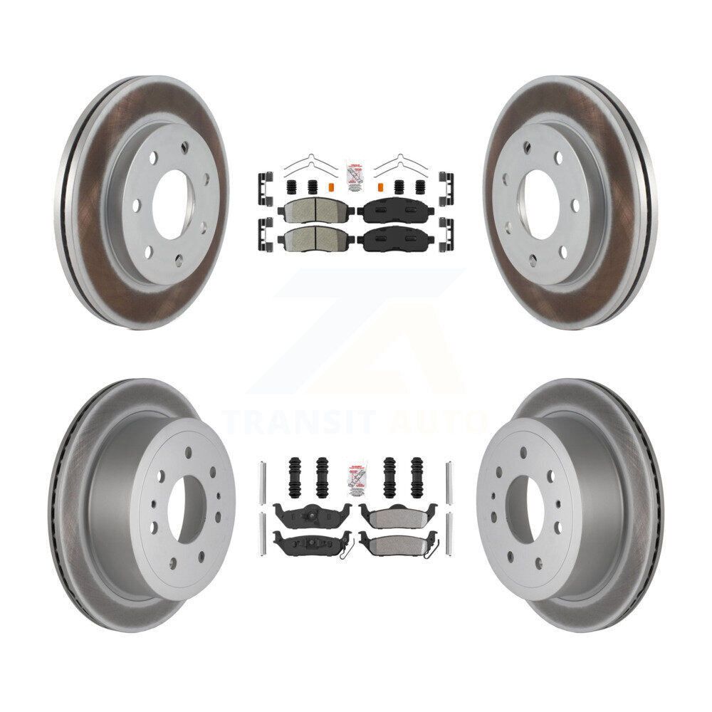 Front Rear Semi-Metallic Pad Coat Disc Brake Rotor Kit For Ford F-150 Lincoln Mark LT 4WD KGA-105158