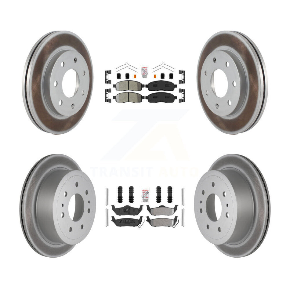 Front Rear Semi-Metallic Pad Coat Disc Brake Rotor Kit For Ford F-150 Lincoln Mark LT 4WD KGA-105158