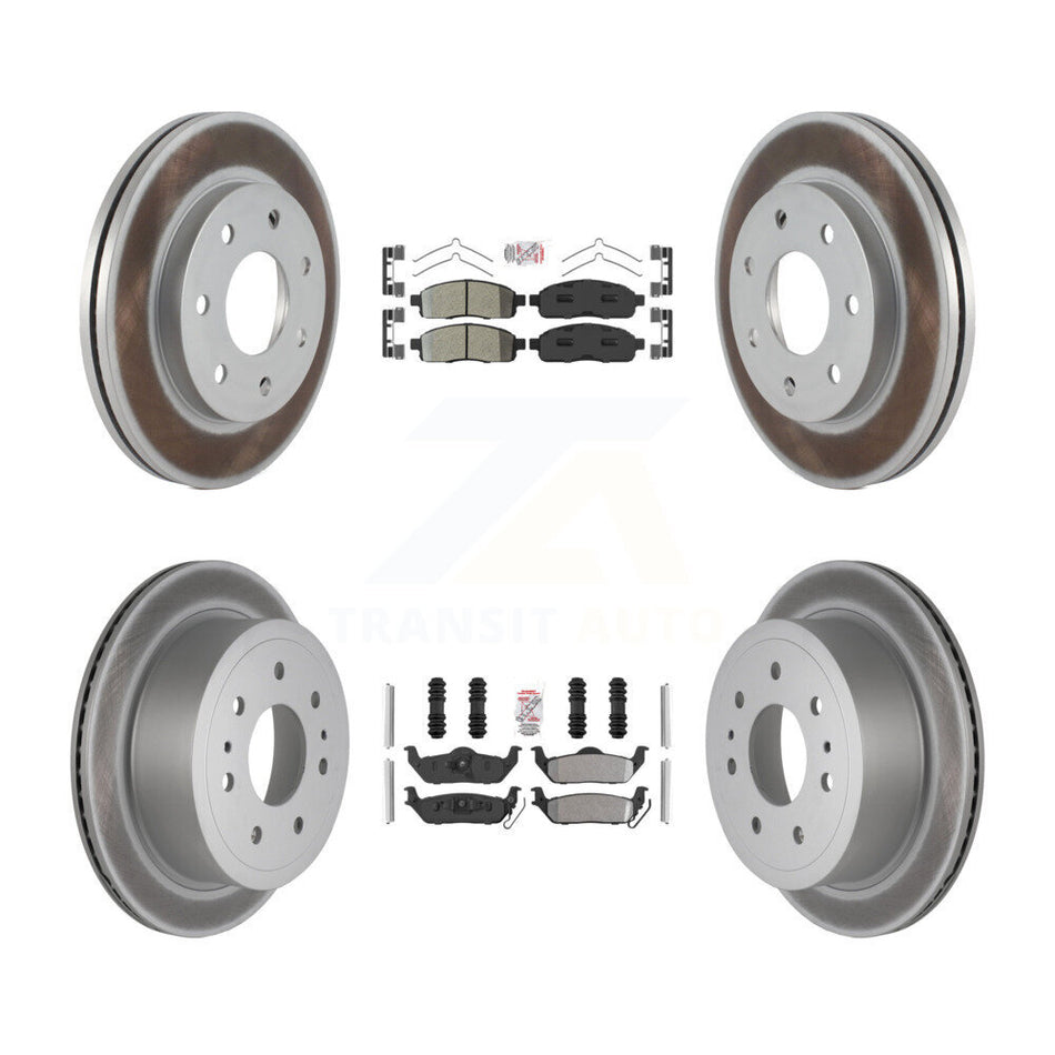 Front Rear Semi-Metallic Pad Coat Disc Brake Rotor Kit For Ford F-150 Lincoln Mark LT 4WD KGA-105159