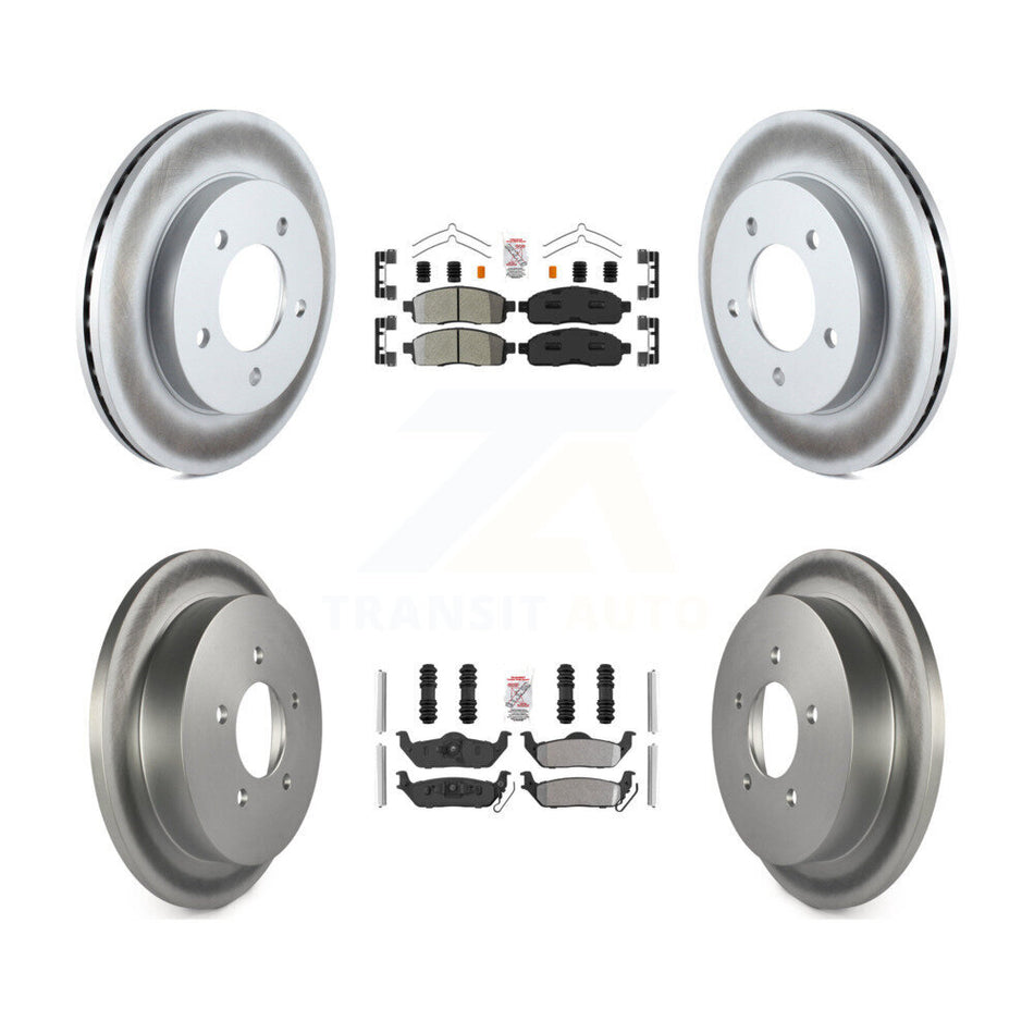 Front Rear Semi-Metallic Pads And Coated Disc Brake Rotors Kit For 2004 Ford F-150 4WD KGA-105160