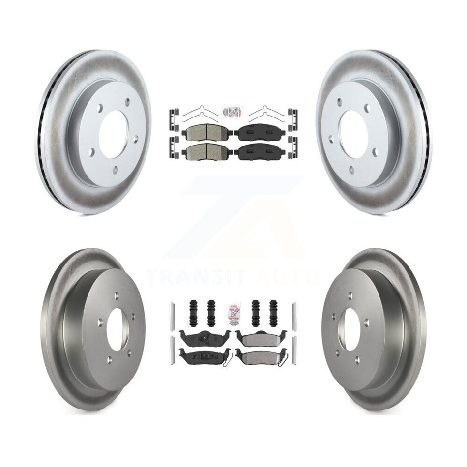 Front Rear Semi-Metallic Pads And Coated Disc Brake Rotors Kit For 2004 Ford F-150 4WD KGA-105161