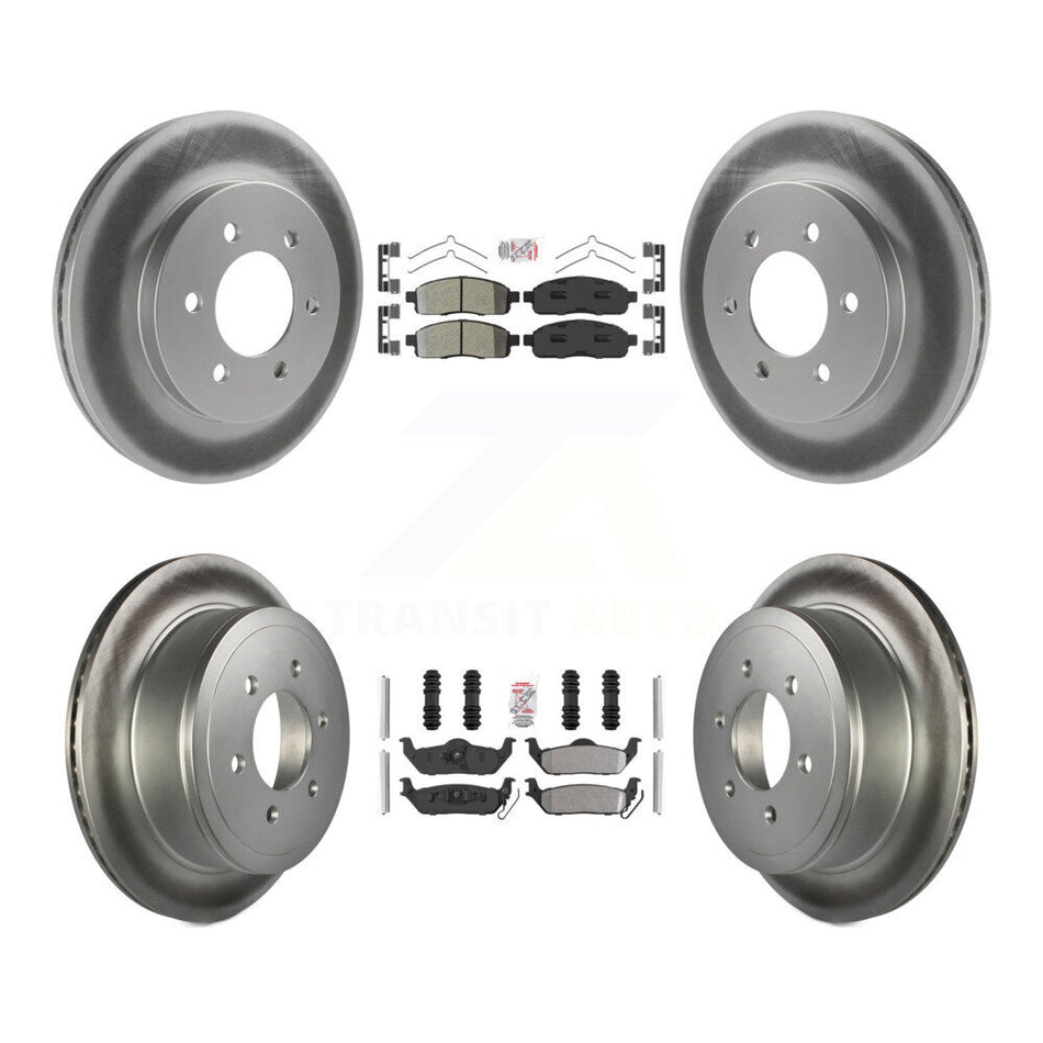Front Rear Semi-Metallic Pad Coat Disc Brake Rotor Kit For Ford F-150 Lincoln Mark LT 4WD KGA-105163