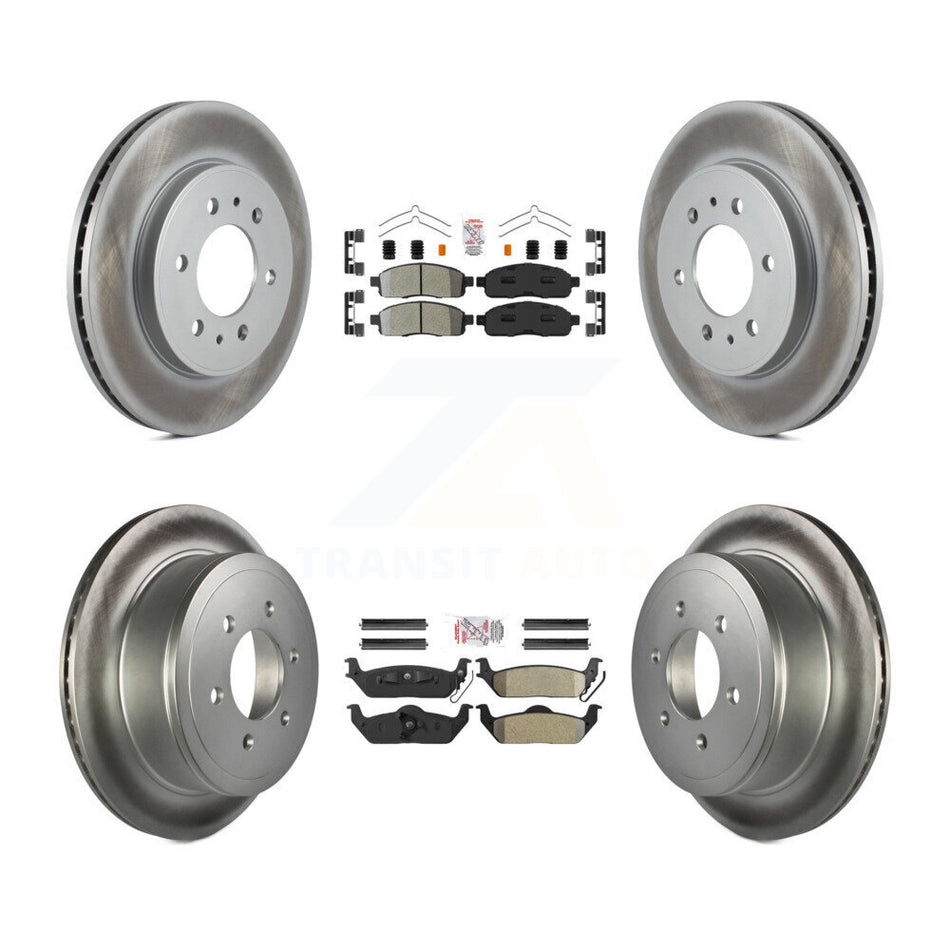 Front Rear Semi-Metallic Pad Coated Brake Rotor Kit For 2009 Ford F-150 With 6 Lug Wheels KGA-105164