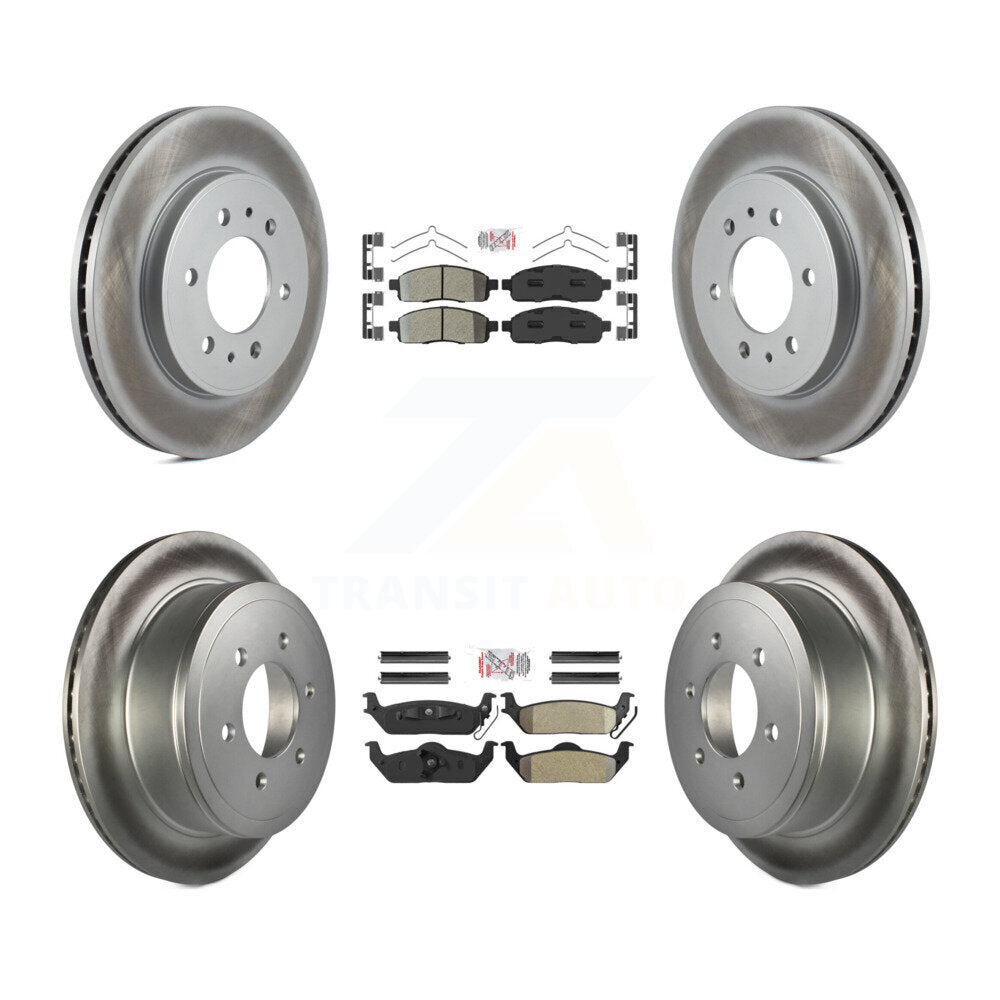 Front Rear Semi-Metallic Pad Coated Brake Rotor Kit For 2009 Ford F-150 With 6 Lug Wheels KGA-105165