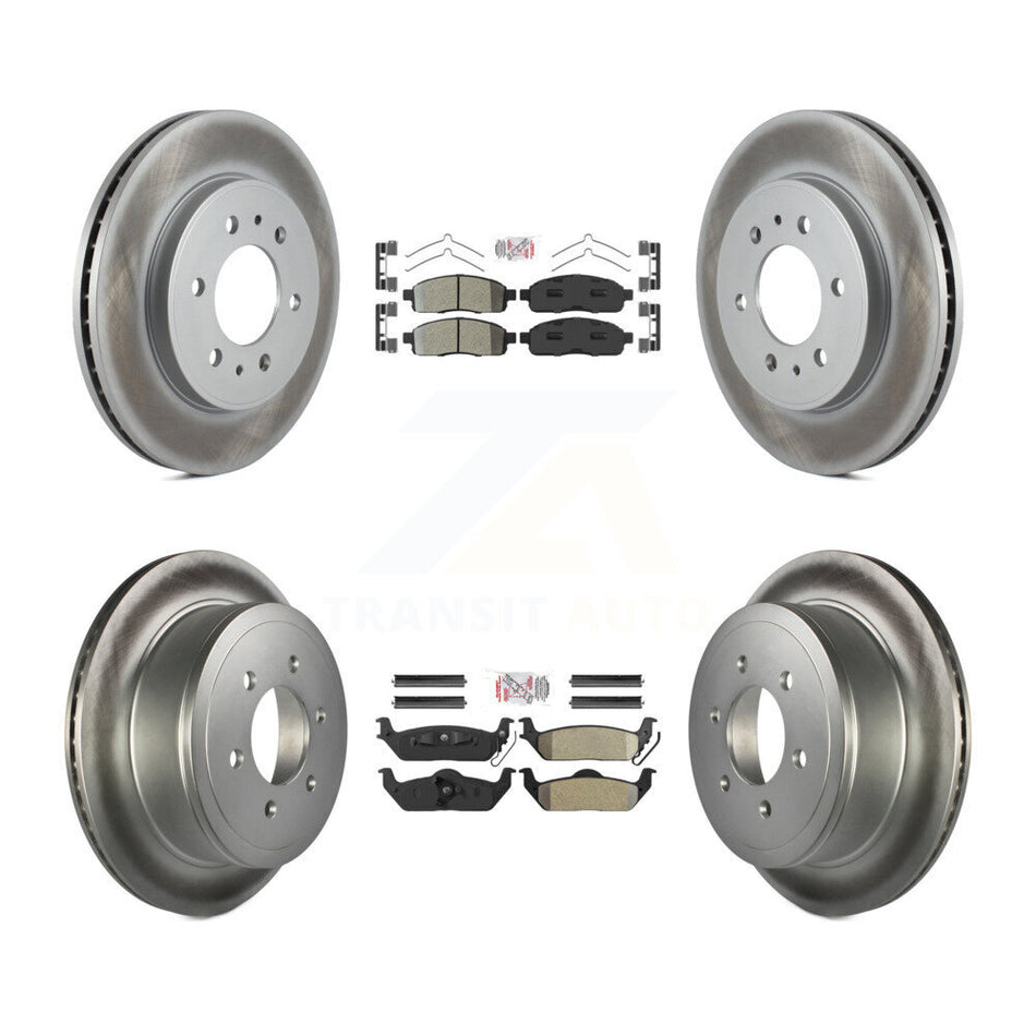 Front Rear Semi-Metallic Pad Coated Brake Rotor Kit For 2009 Ford F-150 With 6 Lug Wheels KGA-105165