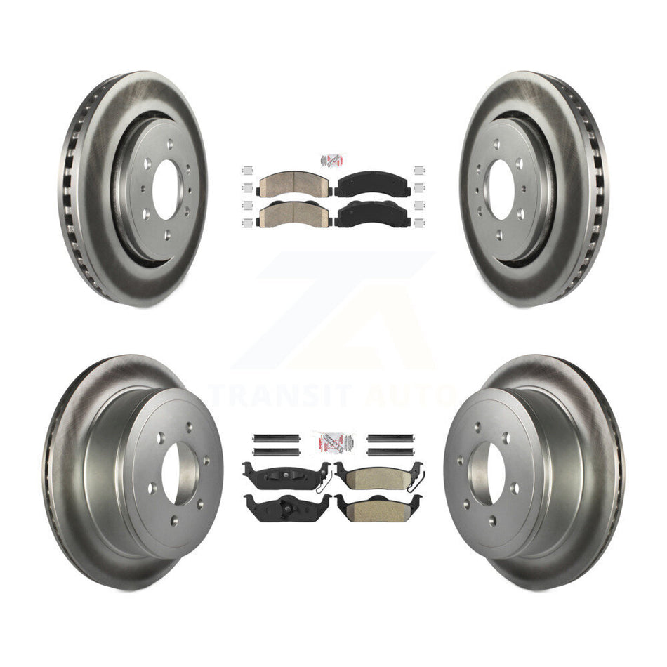 Front Ceramic Rear Semi-Metallic Pads And Coated Disc Brake Rotors Kit For Ford F-150 KGA-105169