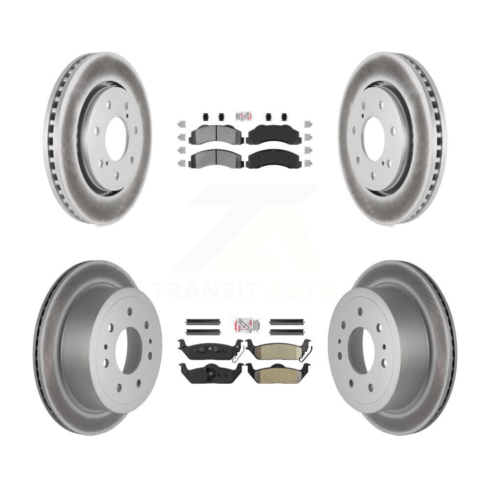 Front Rear Semi-Metallic Pad Coat Brake Rotors Kit For 10-11 Ford F-150 With 7 Lug Wheels KGA-105170