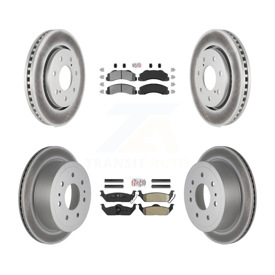 Front Rear Semi-Metallic Pad Coat Brake Rotors Kit For 10-11 Ford F-150 With 7 Lug Wheels KGA-105170