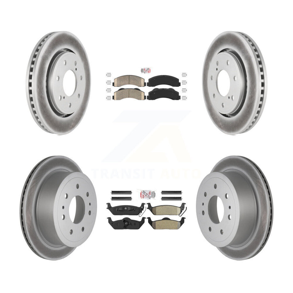 Front Ceramic Rear Semi-Metallic Pads And Coated Disc Brake Rotors Kit For Ford F-150 KGA-105171