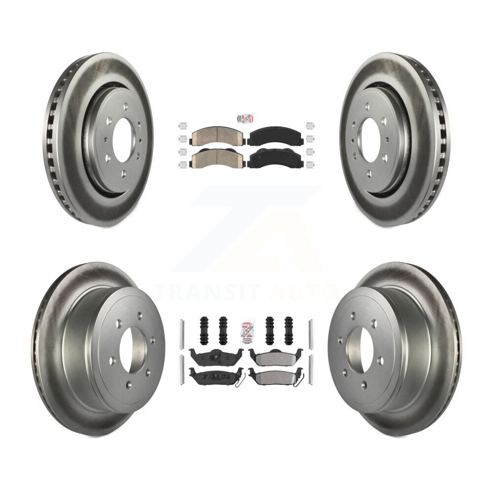 Front Ceramic Rear Semi-Metallic Pads And Coated Disc Brake Rotors Kit For Ford F-150 KGA-105173