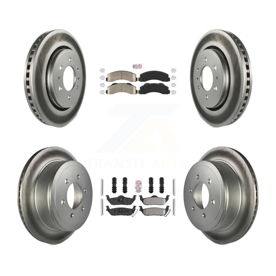 Front Ceramic Rear Semi-Metallic Pads And Coated Disc Brake Rotors Kit For Ford F-150 KGA-105173