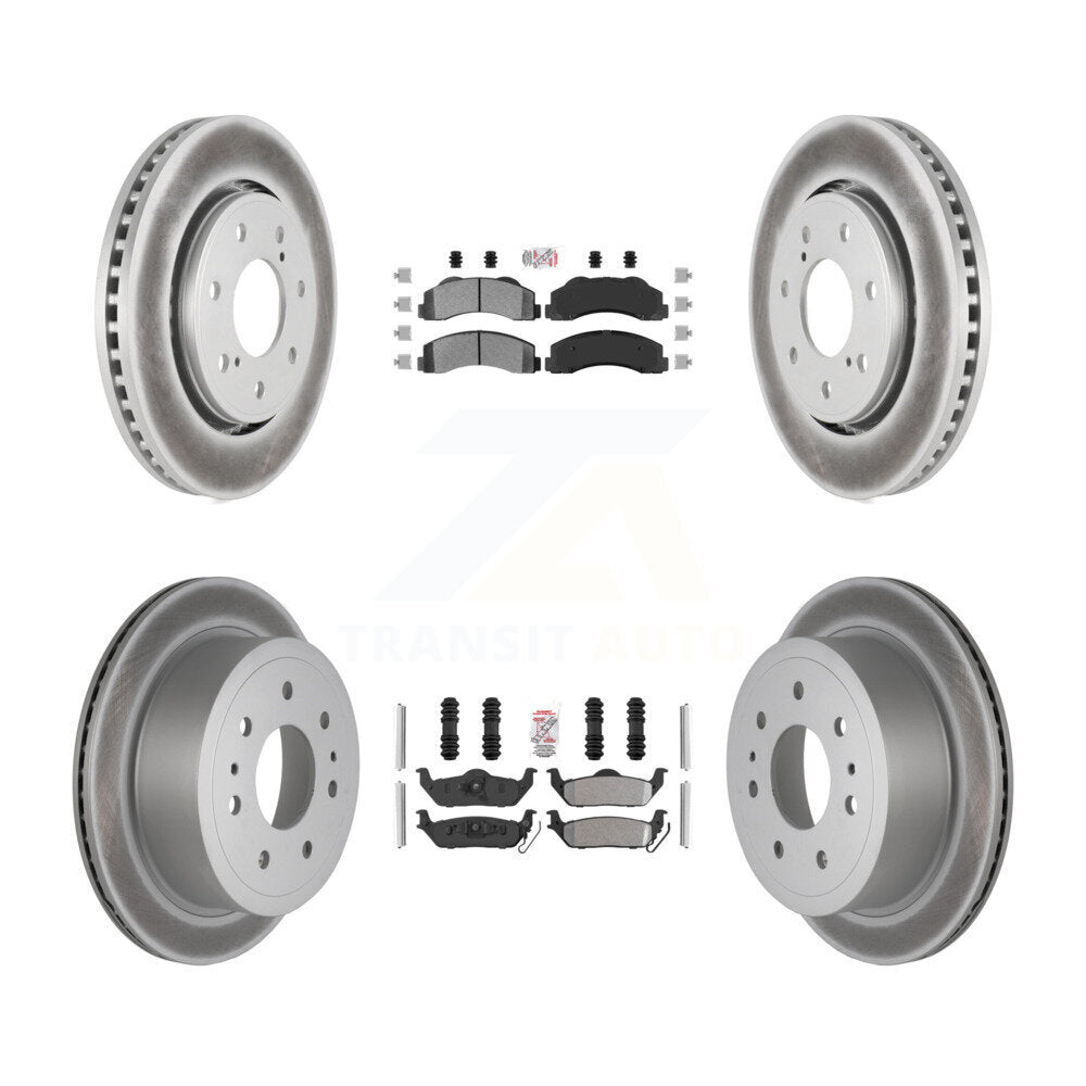Front Rear Semi-Metallic Pad Coat Brake Rotors Kit For 10-11 Ford F-150 With 7 Lug Wheels KGA-105174