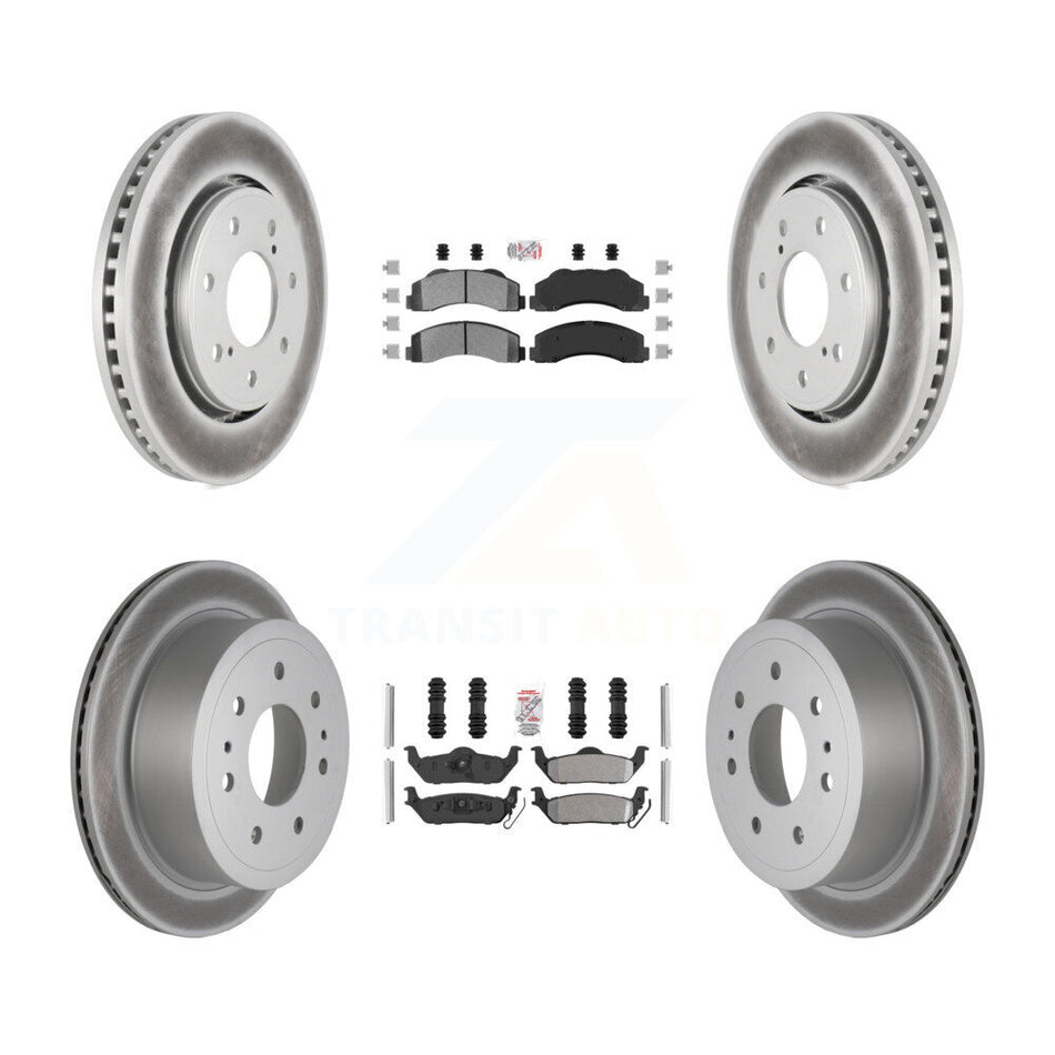 Front Rear Semi-Metallic Pad Coat Brake Rotors Kit For 10-11 Ford F-150 With 7 Lug Wheels KGA-105174