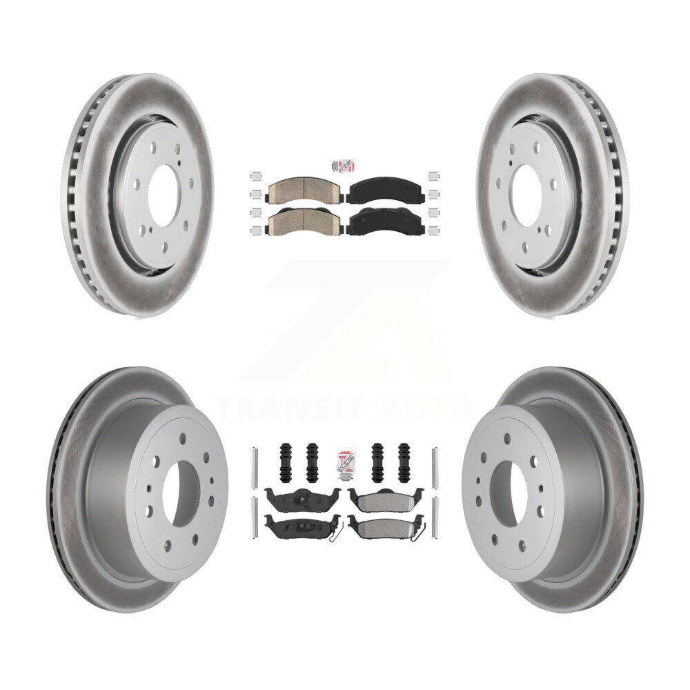 Front Ceramic Rear Semi-Metallic Pads And Coated Disc Brake Rotors Kit For Ford F-150 KGA-105175