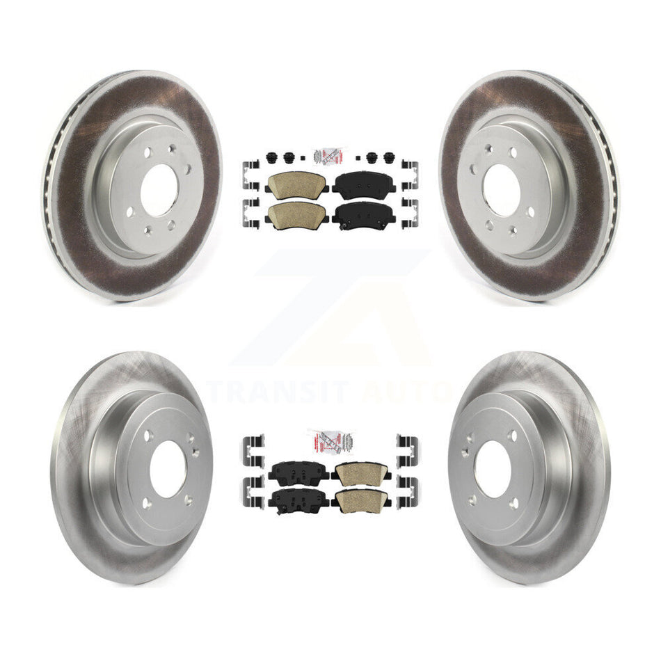 Front Rear Ceramic Pads And Coated Disc Brake Rotors Kit For Kia Rio KGA-105213